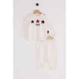 U.S. Polo Assn. Erkek Bebek Krem Eşofman Takımı, Yıldız Baskılı, 12-18 Ay