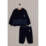 U.S. Polo Assn. Erkek Bebek Lacivert Eşofman Takımı, Kapüşonlu, 2'li Set, 9-12 Ay