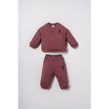 U.s. Polo Assn. Erkek Bebek Nakışlı Bordo Uzun Kol Pijama Takım USB3169-C-V4 USB3169-C-V4 - 12 - 18 Ay