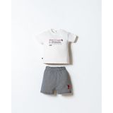 U.s. Polo Assn. Erkek Bebek Şort T-Shirt Takım %100 Pamuk Süprem Üst Interlok Şort Çizgili Lacivert Beyaz Yazlık Alt Üst Takım - 24 - 36 Ay
