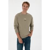 U.S. Polo Assn. Erkek Bisiklet Yaka Comfort Fit Açık Haki Basic Sweatshirt 50313760-VR183