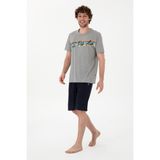 U.S. Polo Assn. Erkek Bisiklet Yaka Gri Melanj Pijama Takımı 50309481-vr086