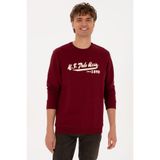 U.S. Polo Assn. Erkek Bisiklet Yaka Regular Fit Bordo İnce Sweatshirt 50316315-VR014