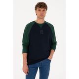 U.S. Polo Assn. Erkek Bisiklet Yaka Regular Fit Koyu Yeşil İnce Sweatshirt 50315420-VR079 - M