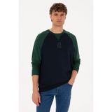 U.S. Polo Assn. Erkek Bisiklet Yaka Regular Fit Koyu Yeşil İnce Sweatshirt 50315420-VR079