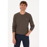 U.S. Polo Assn. Erkek Bisiklet Yaka Regular Fit Petek Dokulu Vizon Sweatshirt 50316304-VR052 - Vizon1