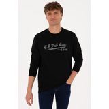 U.S. Polo Assn. Erkek Bisiklet Yaka Regular Fit Siyah İnce Sweatshirt 50316315-VR046 - Siyah-128 - M