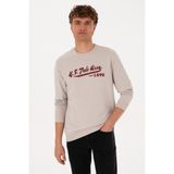 U.S. Polo Assn. Erkek Bisiklet Yaka Regular Fit Taş İnce Sweatshirt 50316315-VR049 - Taş1