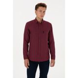 U.S. Polo Assn. Erkek Bordo Uzun Kollu Siyah Çizgili Gömlek 50308505-VR014 - XL