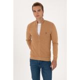 U.S. Polo Assn. Erkek Camel Melanj Basic Triko Hırka 50288871-VR122