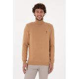 U.S. Polo Assn. Erkek Camel Melanj Kazak/triko 50288884-VR122, Kahverengi, M