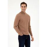 U.S. Polo Assn. Erkek Camel Melanj Kazak/triko 50297038-VR122, Kahverengi, L