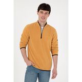 U.S. Polo Assn. Erkek Camel Sweatshirt 50298085-VR015, Kahverengi, 2XL