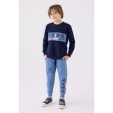 U.S. Polo Assn. Erkek Çocuk 3 Iplik Kışlık Baskılı Pijama Takım - Lacivert - 4 - 5 Yaş