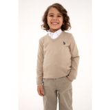U.S. Polo Assn. Erkek Çocuk Açık Haki V Yaka Basic Kazak 50315611-VR183