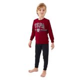 U.S. Polo Assn. Erkek Çocuk Bordo Uzun Kol Pijama Takım
