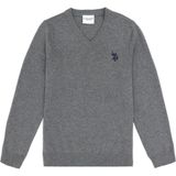 U.S. Polo Assn. Erkek Çocuk Gri Melanj Basic V Yaka Kazak 50294200-VR086 - Grimelanj - 5 - 6 Yaş