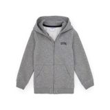 U.S. Polo Assn. Erkek Çocuk Gri Melanj Fermuarlı Kapüşonlu Örme Hırka 50313852-VR086