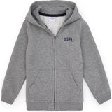 U.S. Polo Assn. Erkek Çocuk Gri Melanj Fermuarlı Şardonlu Kapüşonlu Örme Hırka 50313852-VR086 - Grimelanj - 3 - 4 Yaş
