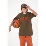 U.S. Polo Assn. Erkek Çocuk Haki Sweatshirt 50293474-VR027, Yeşil, 3-4 Yaş, HAKI