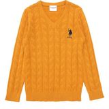 U.S. Polo Assn. Erkek Çocuk Hardal Basic V Yaka Kazak 50293535-VR072 - 5 - 6 Yaş