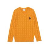 U.S. Polo Assn. Erkek Çocuk Hardal Basic V Yaka Kazak 50293535-vr072