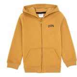 U.S. Polo Assn. Erkek Çocuk Hardal Fermuarlı Şardonlu Kapüşonlu Örme Hırka 50313852-VR151 - Oil - 7 - 8 Yaş