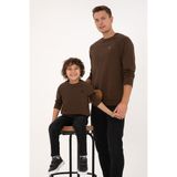 U.S. Polo Assn. Erkek Çocuk Kahverengi Basic Bisiklet Yaka Sweatshirt 50313832-VR029 - Kahverengi-200 - 7 - 8 Yaş