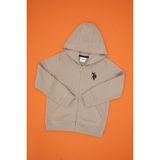 U.S. Polo Assn. Erkek Çocuk Koyu Bej Fermuarlı Kapüşonlu Sweatshirt 50316706-VR088 - 6 - 7 Yaş