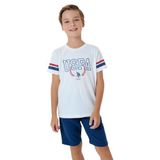 U.S. Polo Assn. Erkek Çocuk Mavi Bermuda Takım, Kısa Kollu, Bisiklet Yaka, 14-15 Yaş