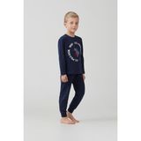 U.S. Polo Assn. Erkek Çocuk Pijama Takımı Baskılı Lacivert Uzun Kol Pijama Takımı US2638-C-V1 US2638-C-V1