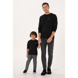 U.S. Polo Assn. Erkek Çocuk Siyah Basic Bisiklet Yaka Sweatshirt 50313832-VR046 - Siyah-128 - 3 - 4 Yaş