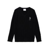 U.S. Polo Assn. Erkek Çocuk Siyah Basic V Yaka Kazak 50293535-vr046