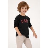 U.S. Polo Assn. Erkek Çocuk Siyah Bisiklet Yaka Basic Sweatshirt 50313830-VR046 - Siyah-128 - 9 - 10 Yaş