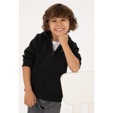 U.S. Polo Assn. Erkek Çocuk Siyah Fermuarlı Şardonlu Kapüşonlu Örme Hırka 50313852-VR046 - Siyah-128 - 4 - 5 Yaş
