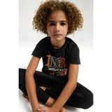 U.S. Polo Assn. Erkek Çocuk Siyah Kısa Kol Paça Lastikli Rahat Pijama Takım - 12 - 13 Yaş