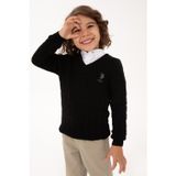 U.S. Polo Assn. Erkek Çocuk Siyah V Yaka Basic Kazak 50315639-VR046