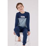U.S. Polo Assn. Erkek Çocuk Süprem Pijama Takımı, Uzun Kol Pijama Takım, %100 Pamuk - Indigo - 7 - 8 Yaş