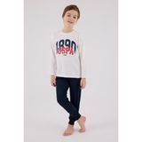 U.s. Polo Assn. Erkek Çocuk Uzun Kol Pijama Takım Beyaz - 4 - 5 Yaş
