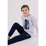 U.s. Polo Assn. Erkek Çocuk Uzun Kol Pijama Takım Kar Melanj - Beyaz - 10 - 11 Yaş