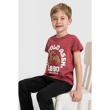 U.S. Polo Assn. Erkek Çocuk Vişne Bisiklet Yaka Tişört 50327000-VR223 - Vişne Çürüğü - 11 - 12 Yaş
