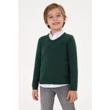 U.S. Polo Assn. Erkek Çocuk Yeşil V Yaka Basic Kazak 50315611-VR054
