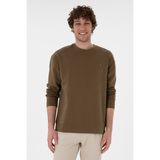 U.S. Polo Assn. Erkek Comfort Fit Bisiklet Yaka Haki İnce Sweatshirt 50309858-VR027 - XS