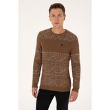 U.S. Polo Assn. Erkek Comfort Fit Bisiklet Yaka Kahverengi Kazak 50308237-VR029 - Kahverengi-200 - 2XL