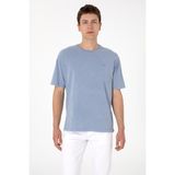 U.S. Polo Assn. Erkek Comfort Fit Bisiklet Yaka Mavi Yıkamalı Tişört 50306878-VR036