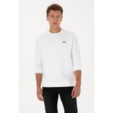 U.S. Polo Assn. Erkek Comfort Fit Bisiklet Yaka Şardonlu Beyaz Basic Sweatshirt 50313757-VR013
