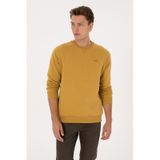 U.S. Polo Assn. Erkek Comfort Fit Bisiklet Yaka Şardonlu Hardal Basic Sweatshirt 50313757-VR151