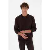 U.S. Polo Assn. Erkek Comfort Fit Bisiklet Yaka Şardonlu Kahverengi Basic Sweatshirt 50313757-VR084