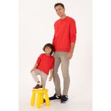 U.S. Polo Assn. Erkek Comfort Fit Bisiklet Yaka Şardonlu Kırmızı Basic Sweatshirt 50313757-VR030