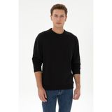 U.S. Polo Assn. Erkek Comfort Fit Bisiklet Yaka Siyah İnce Sweatshirt 50316378-VR046 - 3XL